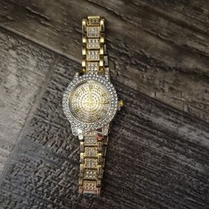 Womens Diamond Bling Gold Watch Gols Colored